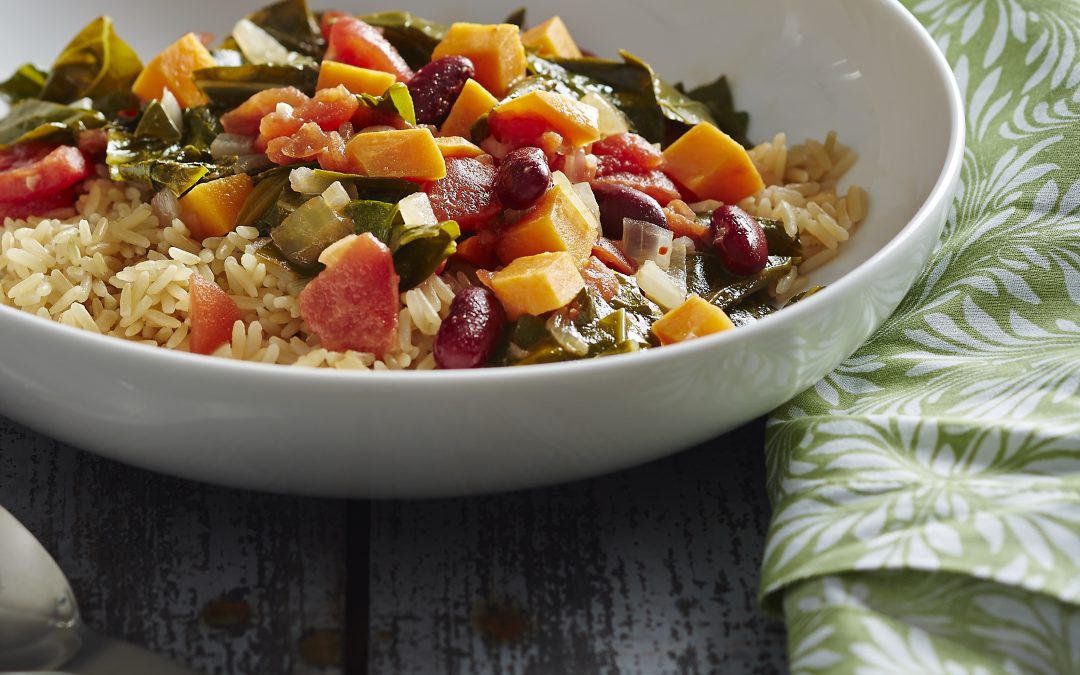 Caribbean Coconut Collards & Sweet Potatoes